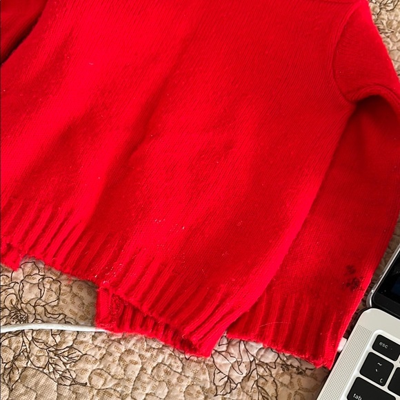 Vintage Blue Bird Red Sweater Cozy Knitwear As Is Size 2 - Picture 6 of 7